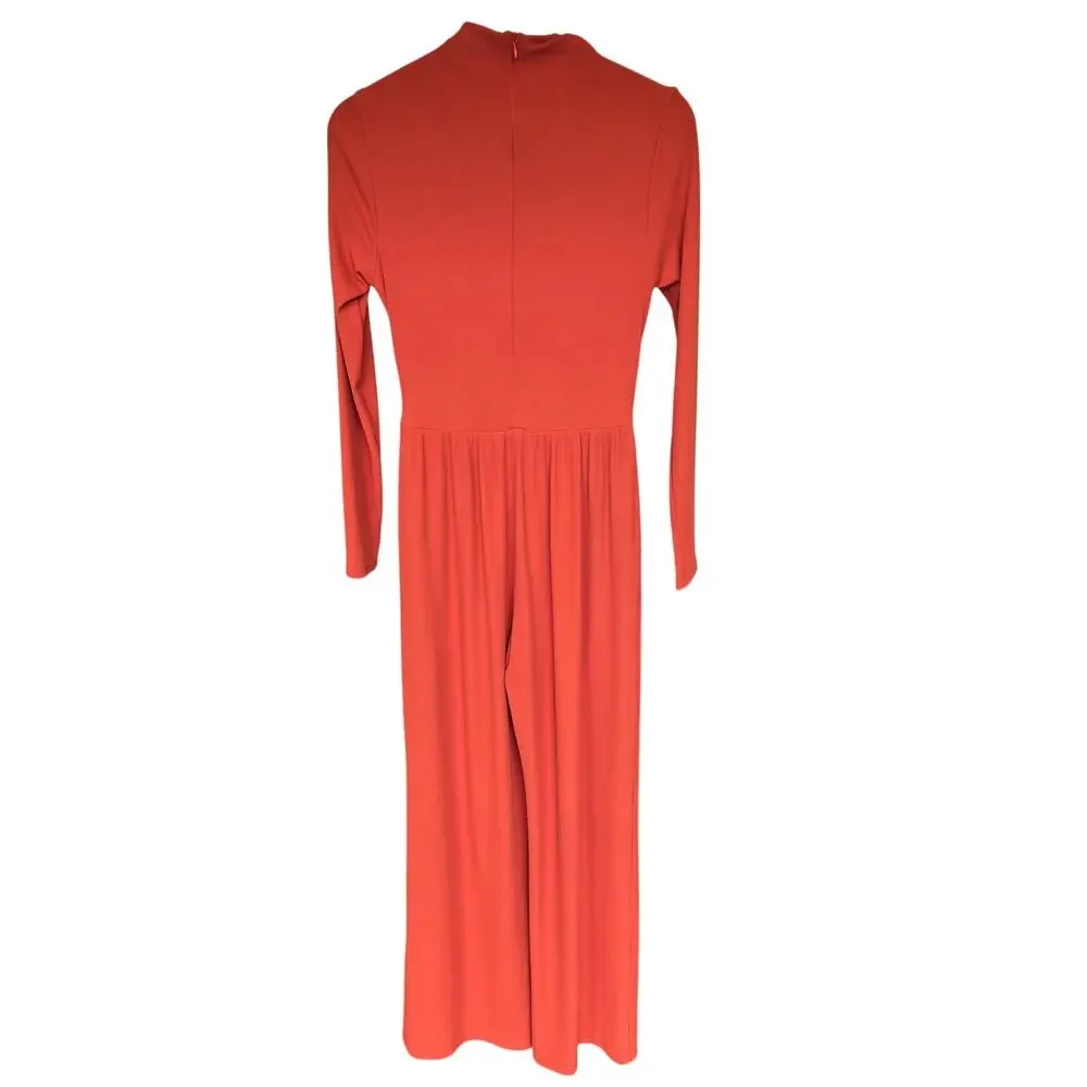 PrettyGarden Small Orange Longsleeve Mockneck Jumpsuit [0105] - Picture 3 of 9